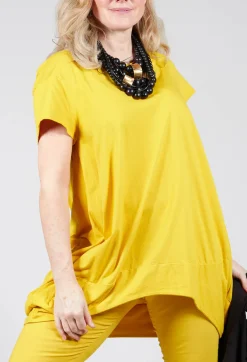 Wide Neck Loose Fit T Shirt in Lemon