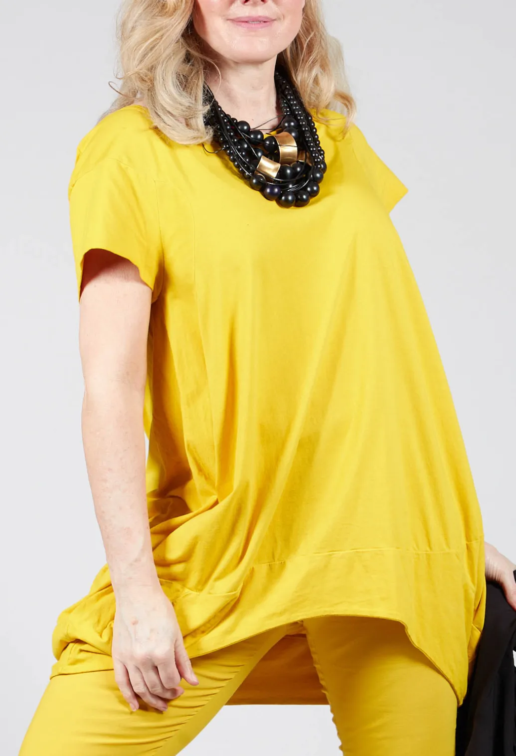 Wide Neck Loose Fit T Shirt in Lemon
