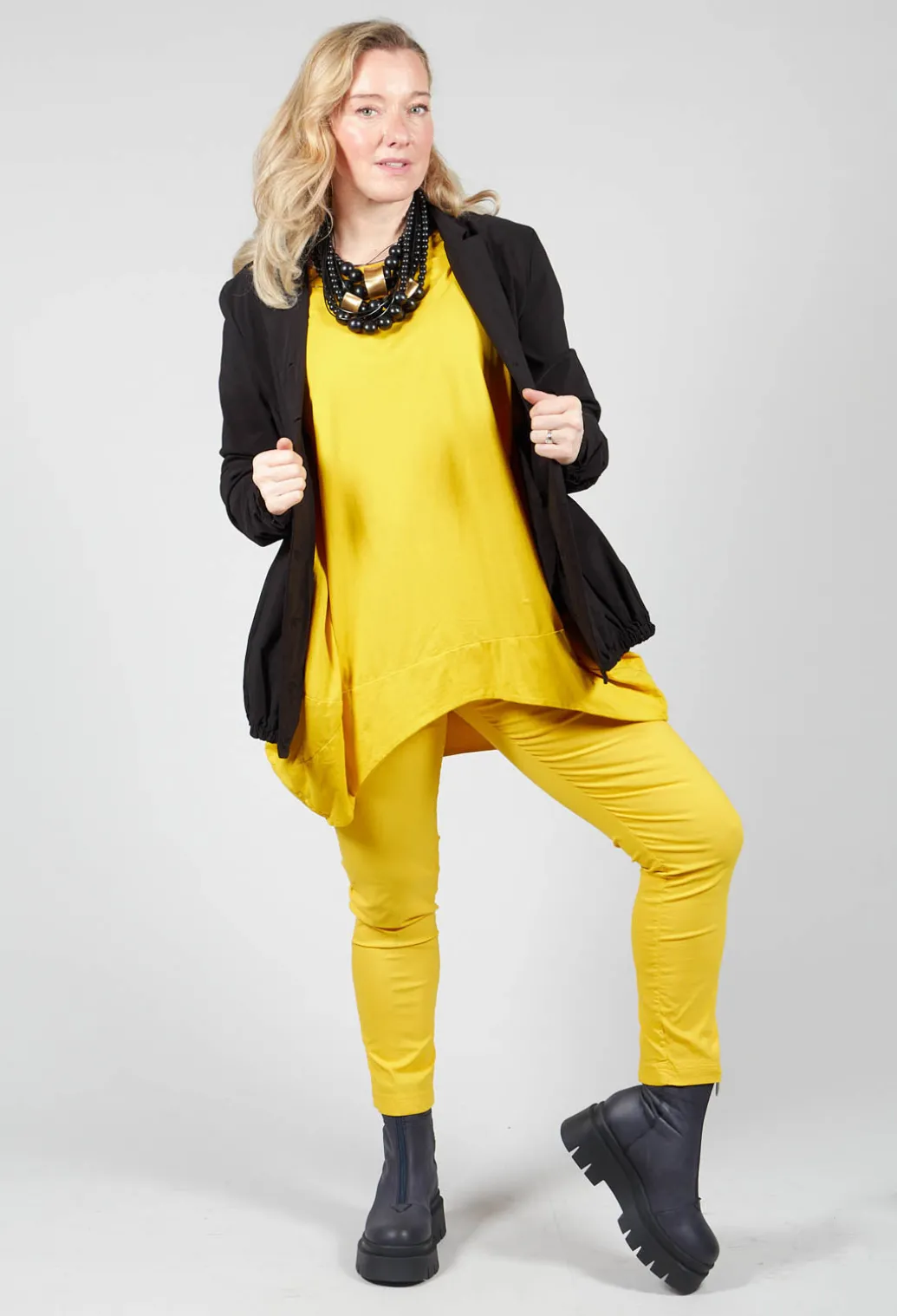 Wide Neck Loose Fit T Shirt in Lemon