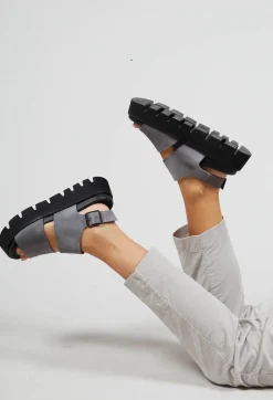 Wide Strap Sandals in London Light Grey