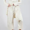 Wide-Leg Barrel-Style Trousers in Greige