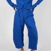 Wide-Leg Barrel-Style Trousers in Royal