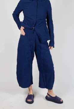 Wide-Leg Barrel-Style Trousers in Ocean