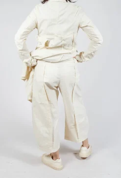 Wide-Leg Barrel-Style Trousers in Greige