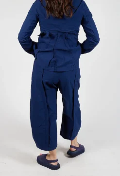 Wide-Leg Barrel-Style Trousers in Ocean