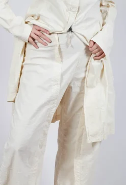 Wide-Leg Barrel-Style Trousers in Greige