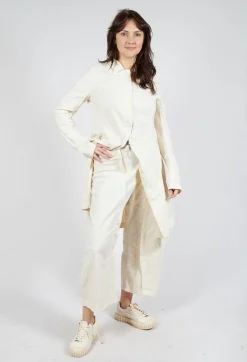Wide-Leg Barrel-Style Trousers in Greige