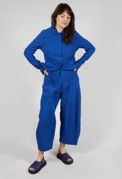 Wide-Leg Barrel-Style Trousers in Royal