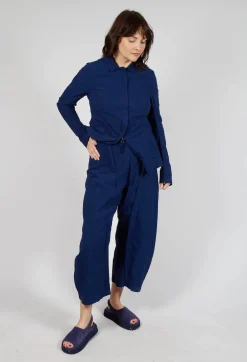 Wide-Leg Barrel-Style Trousers in Ocean