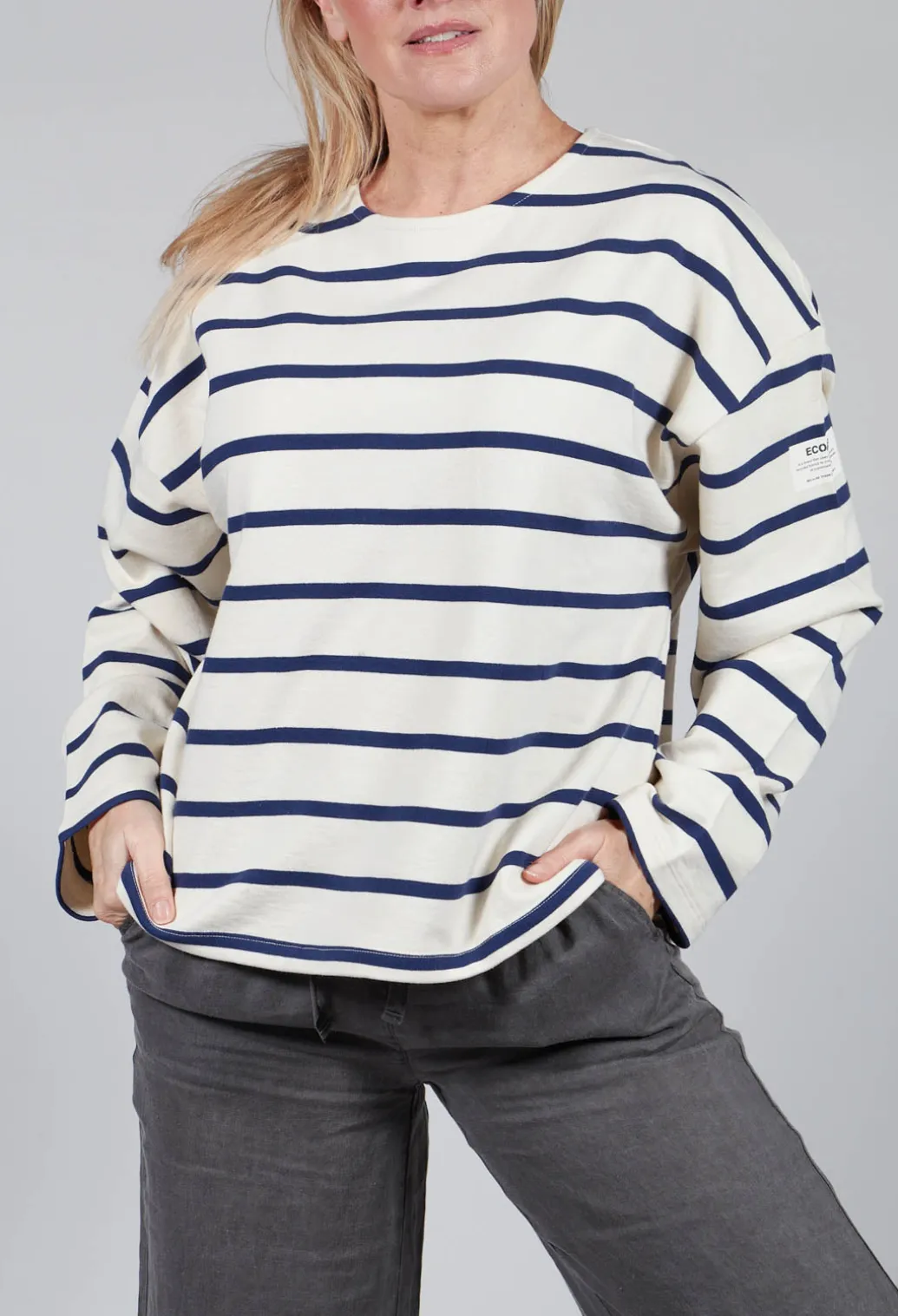 Wilmaalf Sweatshirt in Off White Blue Stripe