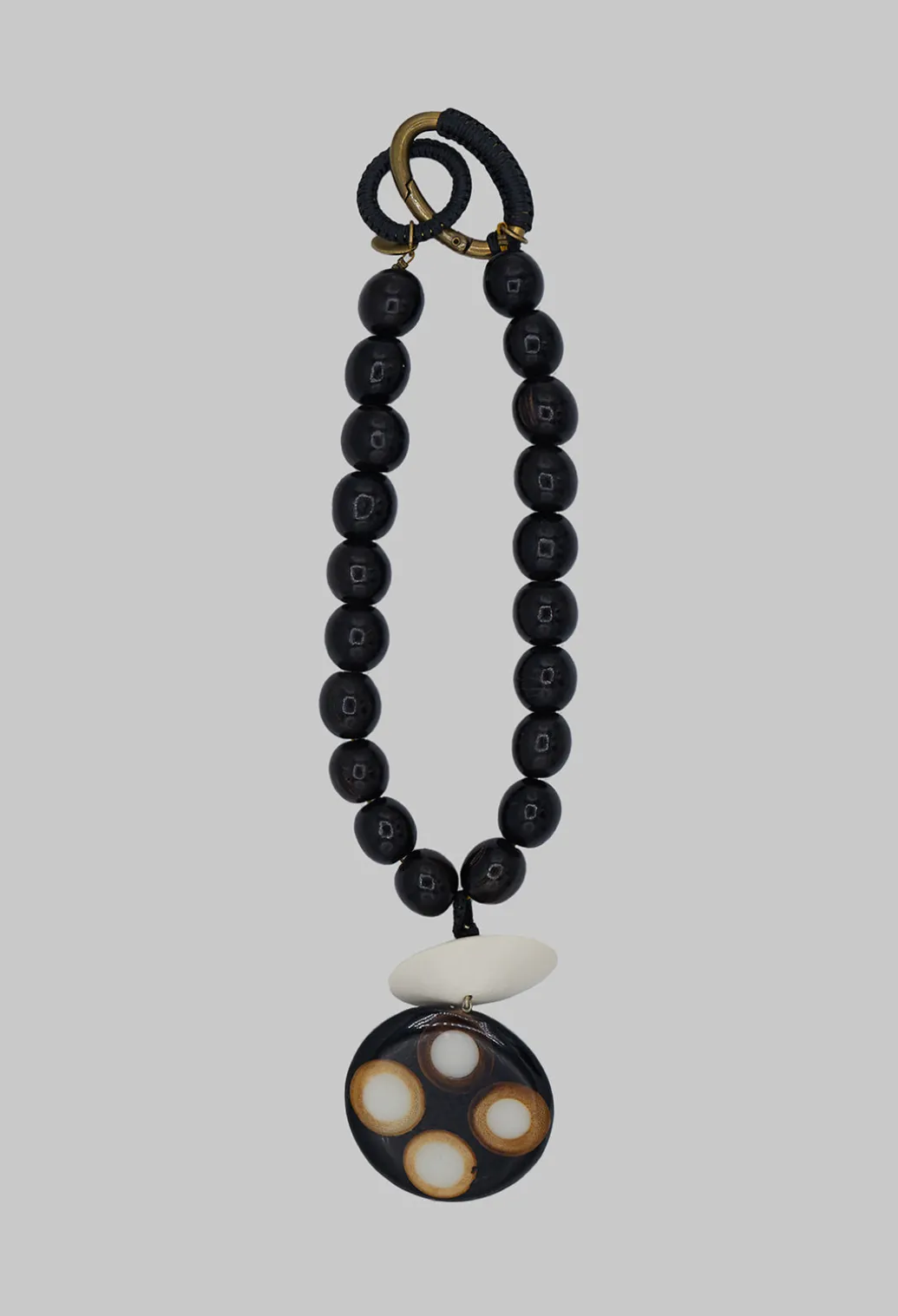 Wooden Elements Horn Necklace in Black