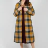 Wool Brock Coat in Mustard Multicolour