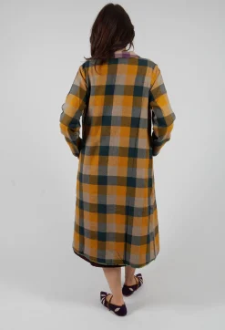 Wool Brock Coat in Mustard Multicolour