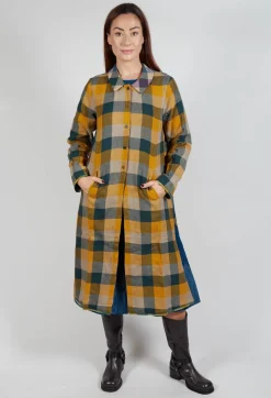 Wool Brock Coat in Mustard Multicolour