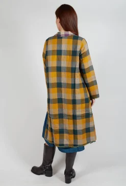Wool Brock Coat in Mustard Multicolour