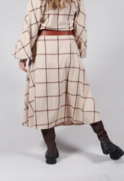 Wool Flannel Skirt in Beige Check