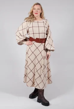 Wool Flannel Skirt in Beige Check