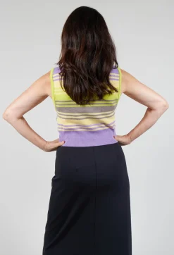 Wool Knitted Stripe Vest in Violet