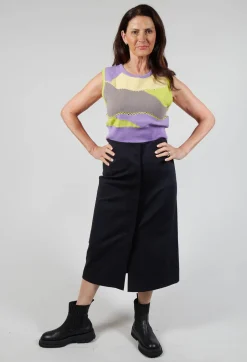 Wool Knitted Stripe Vest in Violet