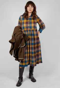Wool Raven Dress in Yellow Check