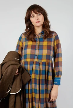 Wool Raven Dress in Yellow Check