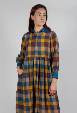 Wool Raven Dress in Yellow Check