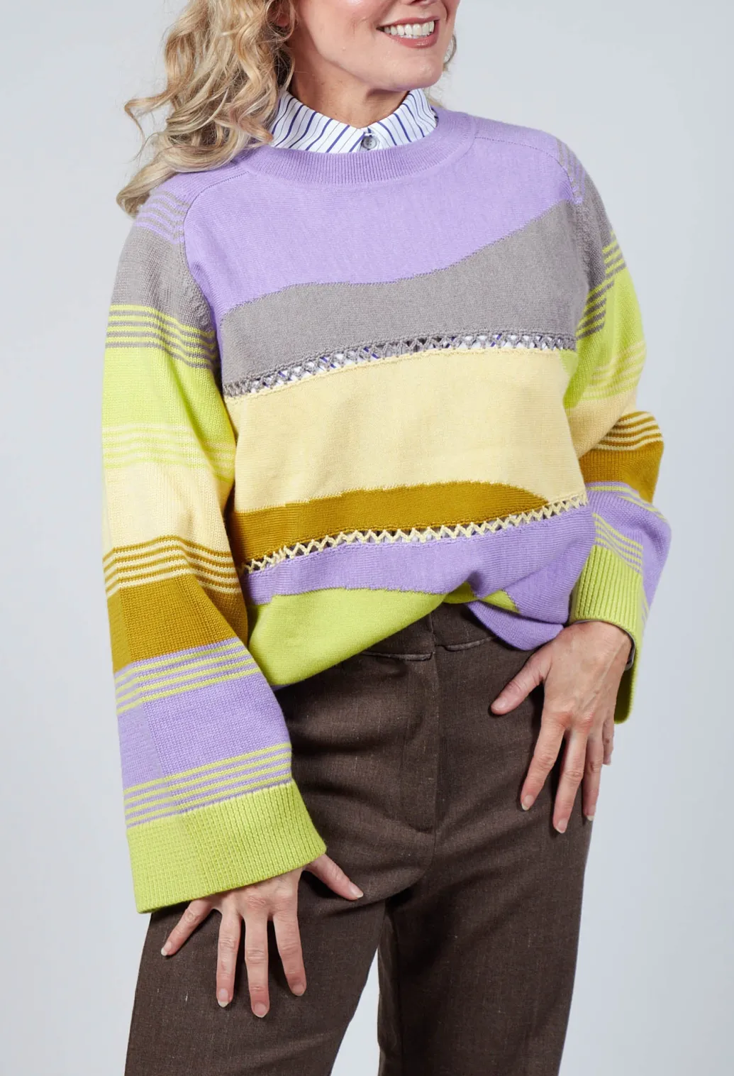 Wool Striped Jumper in Violet