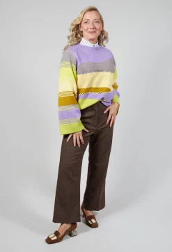 Wool Striped Jumper in Violet
