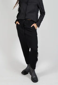 Wool Trousers in Black Stripe