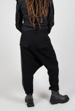 Wool Trousers in Black Stripe