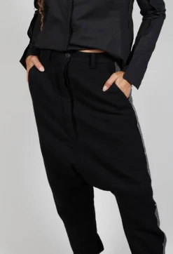Wool Trousers in Black Stripe