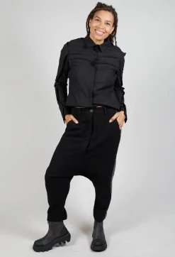 Wool Trousers in Black Stripe