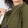 Woven Pendant Necklace in Grey