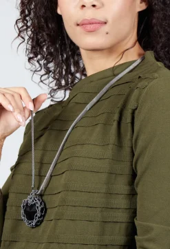 Woven Pendant Necklace in Grey