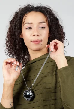 Woven Pendant Necklace in Grey