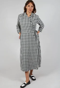 Wrap Dress in Asfalto Check