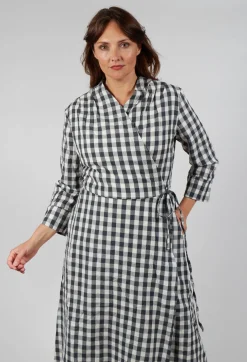 Wrap Dress in Asfalto Check