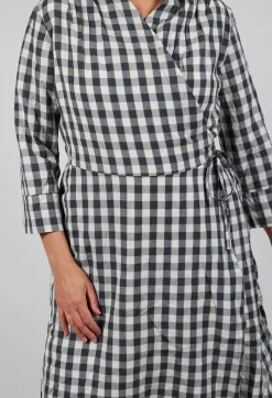 Wrap Dress in Asfalto Check