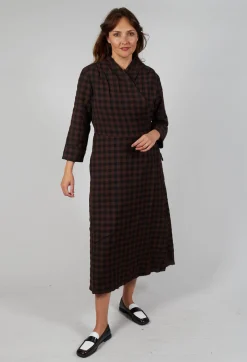 Wrap Dress in Ebano Check