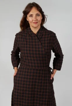 Wrap Dress in Ebano Check