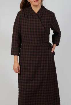 Wrap Dress in Ebano Check