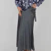 Wrap Pleated Skirt in Dark Grey