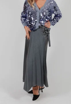 Wrap Pleated Skirt in Dark Grey