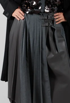 Wrap Pleated Skirt in Dark Grey
