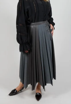 Wrap Pleated Skirt in Dark Grey