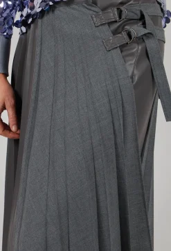 Wrap Pleated Skirt in Dark Grey