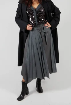 Wrap Pleated Skirt in Dark Grey