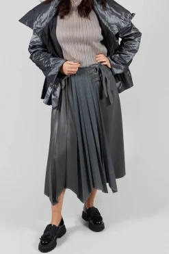 Wrap Pleated Skirt in Dark Grey