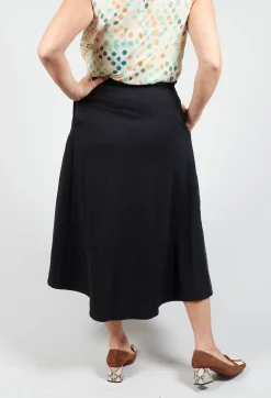 Wrap Skirt with Textured Faux Leather Look in Black