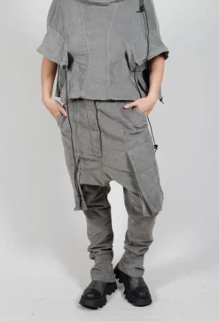 Wrinkled Drop Crotch Trousers in Pencil Cloud